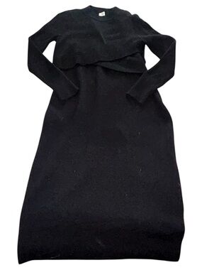 Joie 2-Piece Black Ribbed Knit Sweater Dress Fitted L EUC